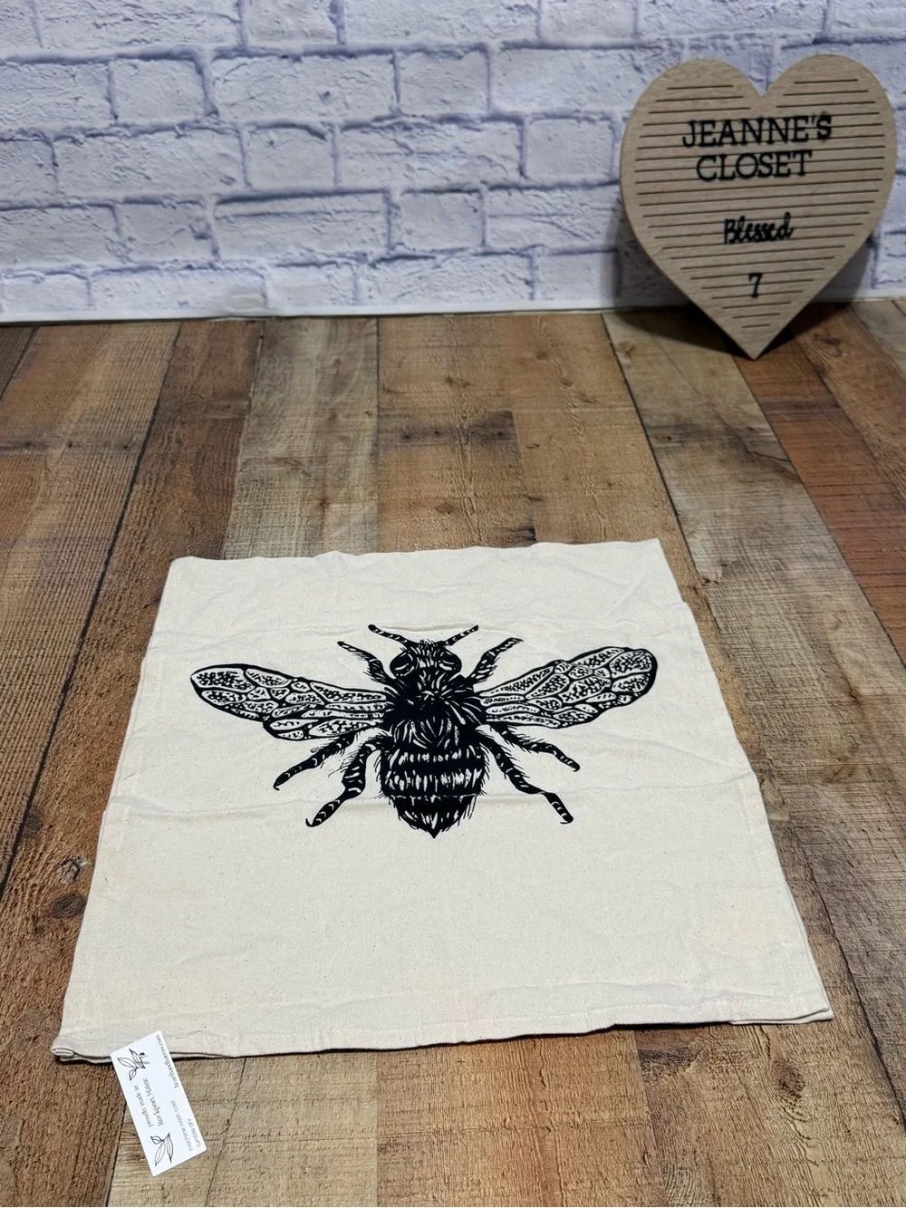 Hearthβ& harrow honeybee Tea Towel 100% Organic Cotton Bee Print Farmhouse nwt